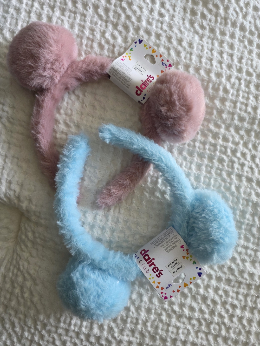 Claire's Pink & Blue Plush Kids Headbands.